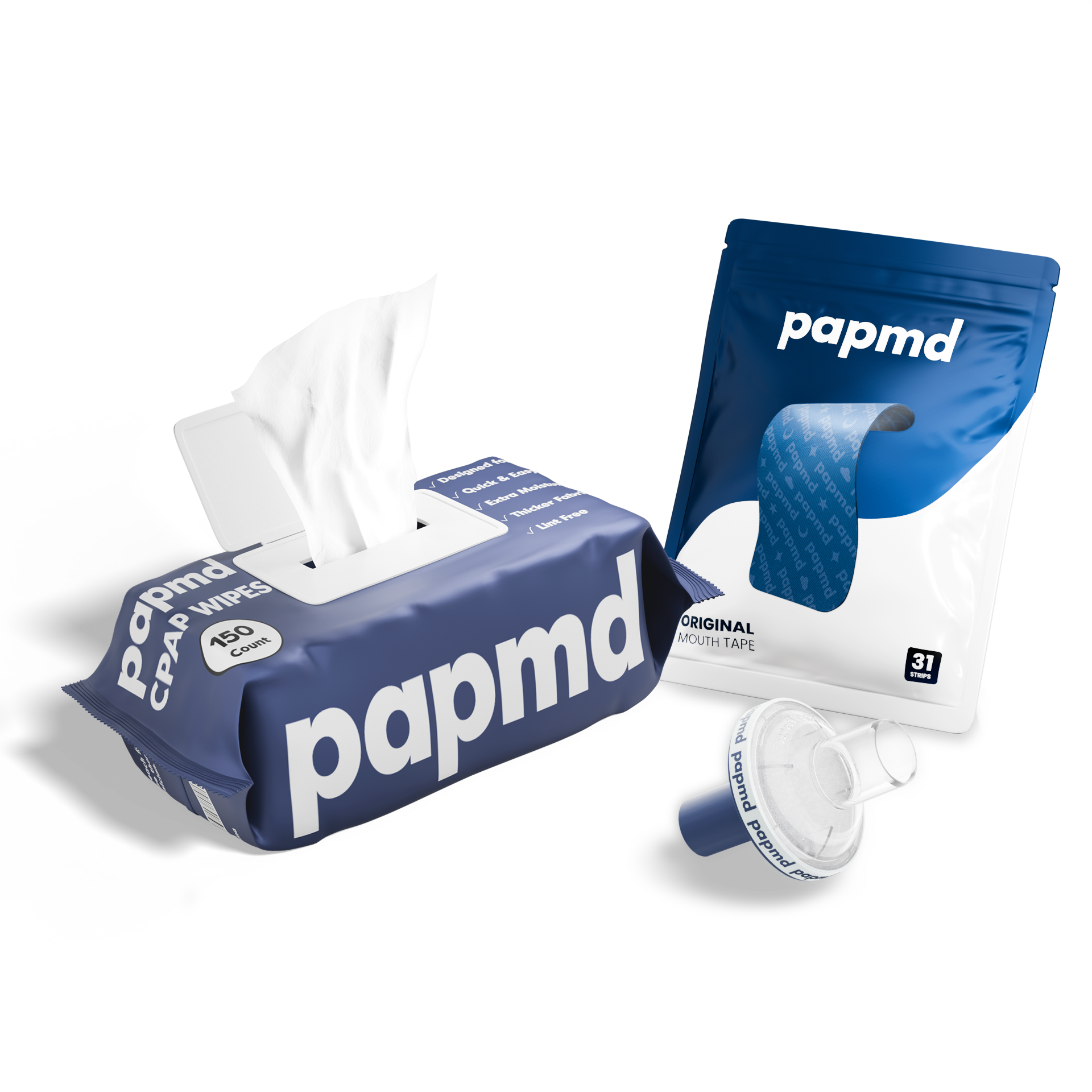 PAP MD Mouth Tape + CPAP Bacteria Filter Ultra + CPAP Wipes